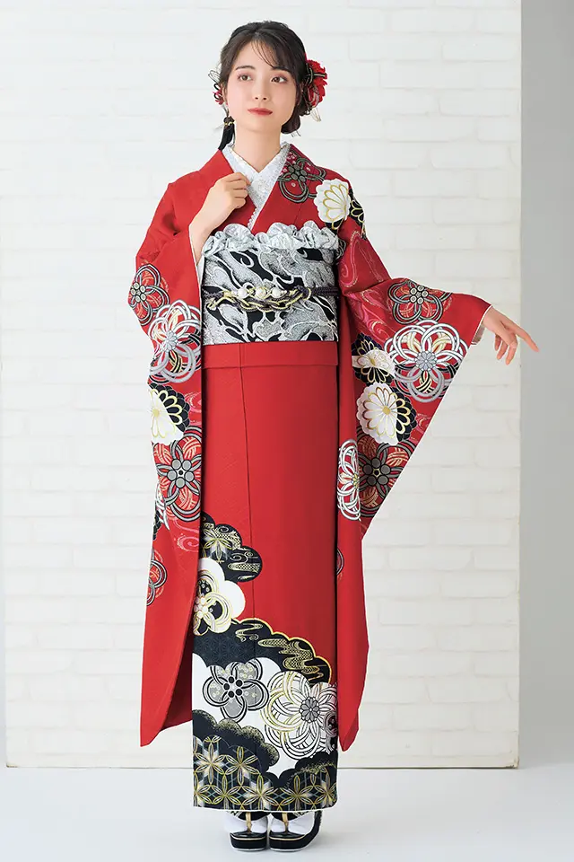 【テルまま】成人式　振袖フルセット　赤 テルまま様専用】成人式 振袖フルセット 赤 - メルカリ
